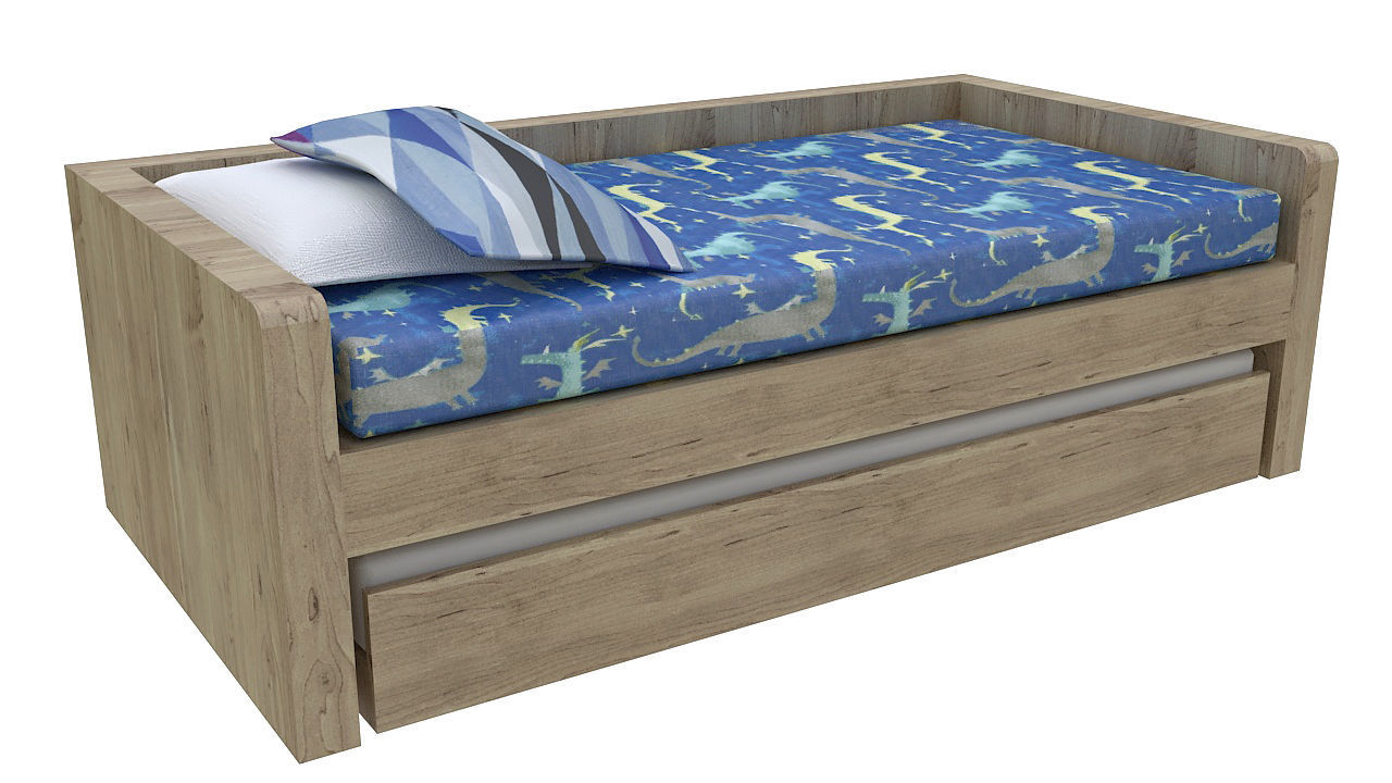 kids bed with underbed 3D model_3