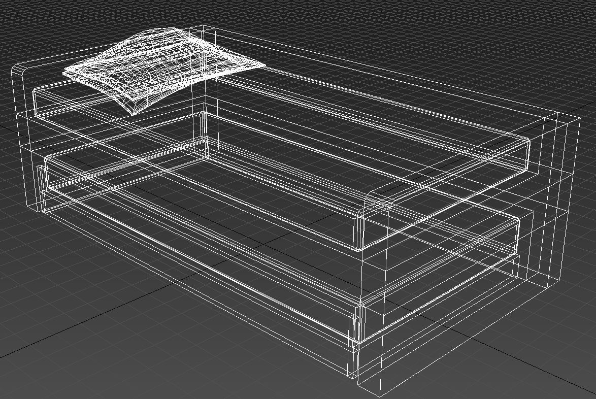 kids bed with underbed 3D model_10