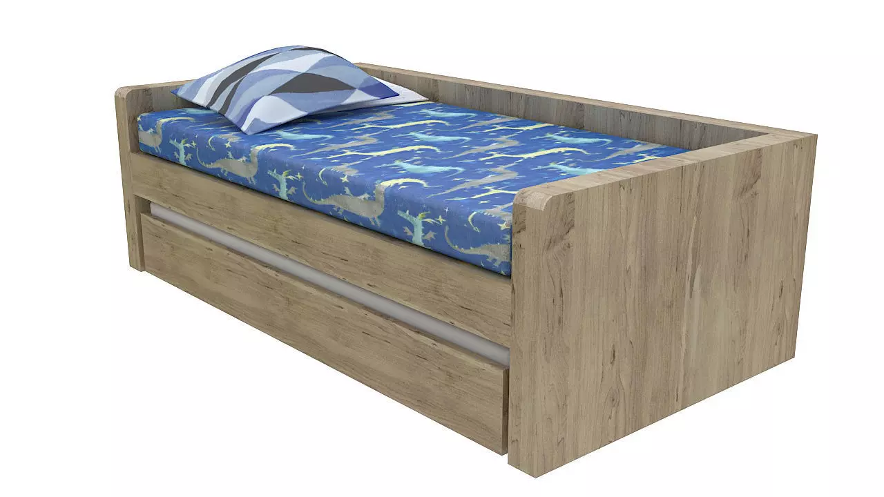 kids bed with underbed 3D model_0