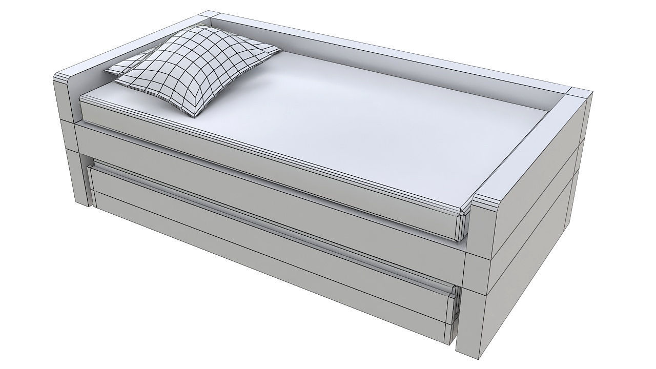 kids bed with underbed 3D model_8