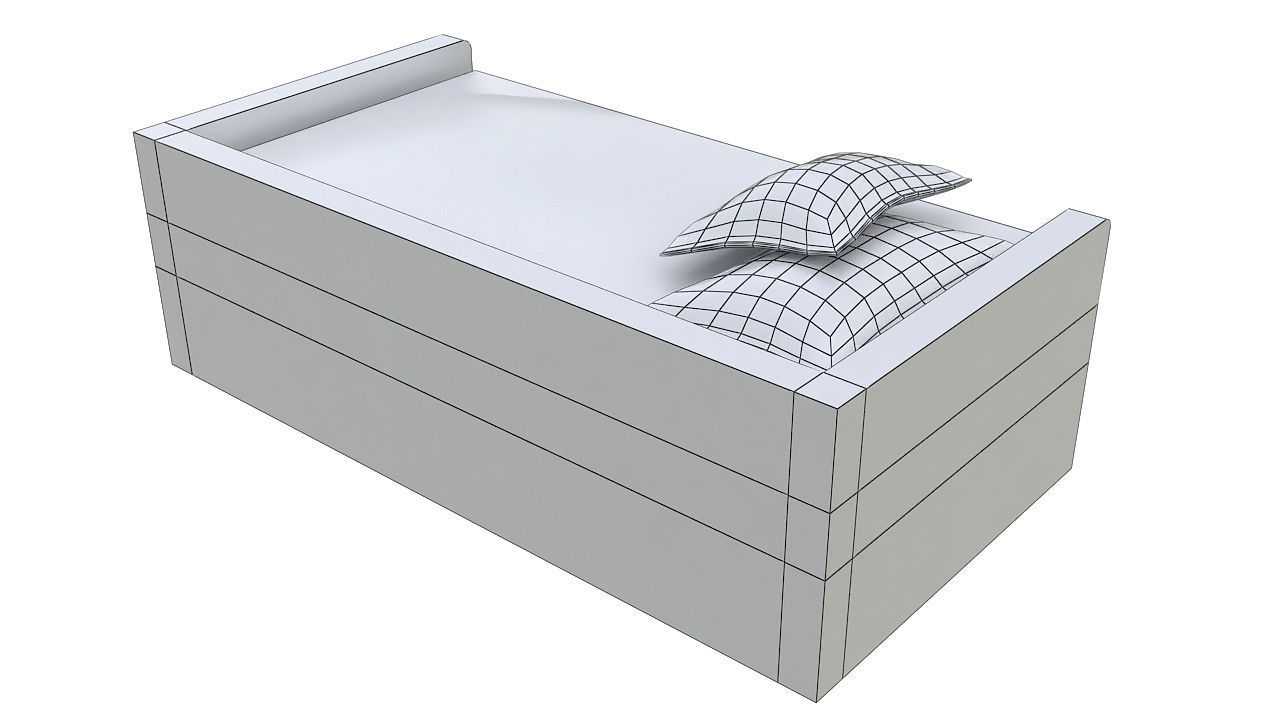kids bed with underbed 3D model_5