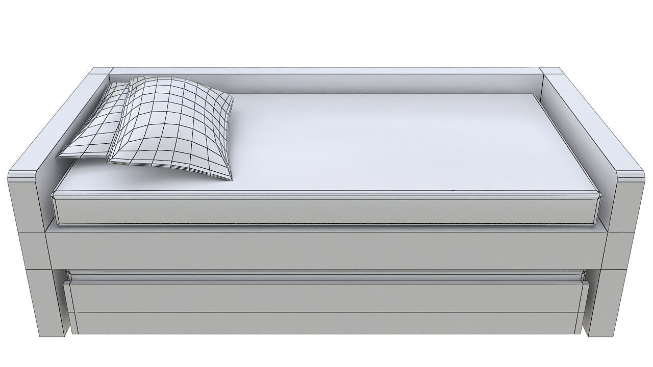 kids bed with underbed 3D model_7