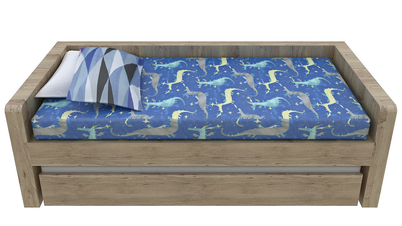kids bed with underbed 3D model_2