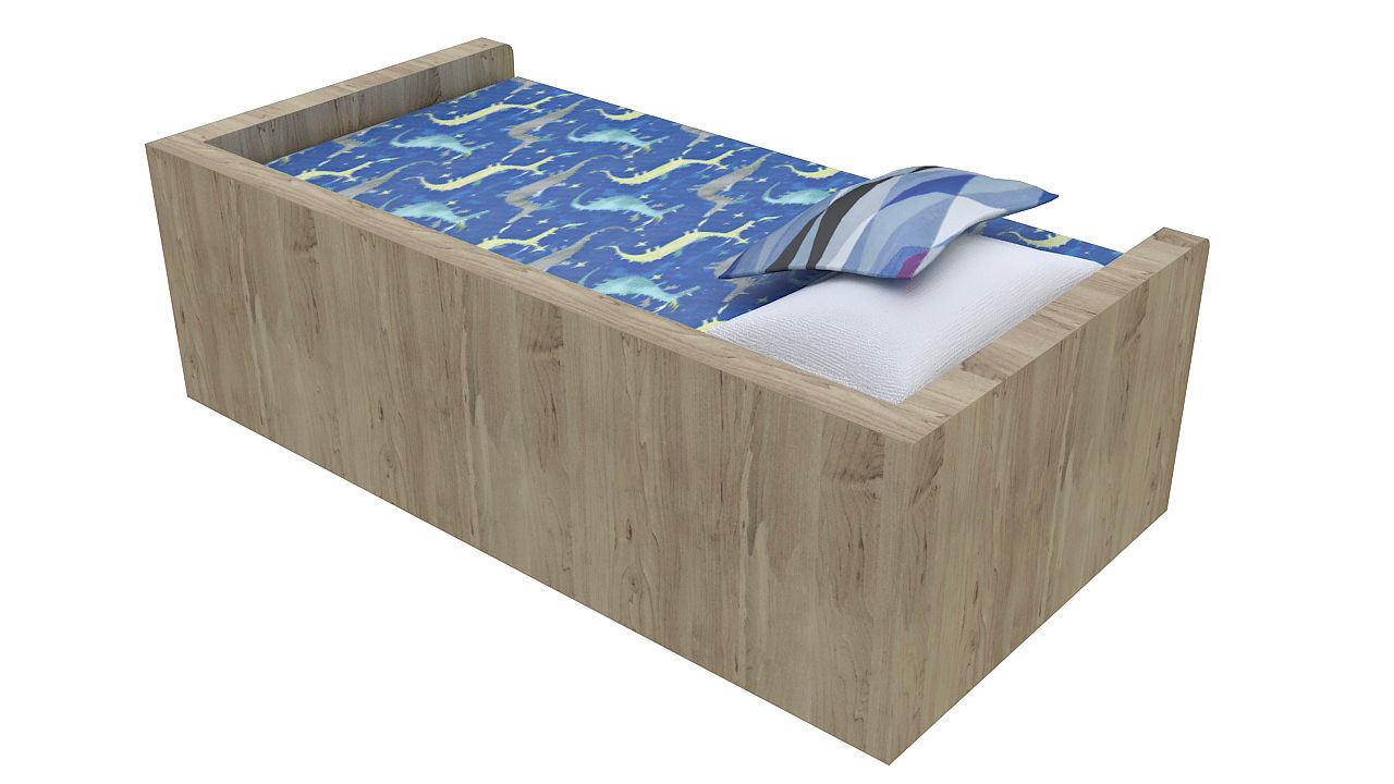 kids bed with underbed 3D model_4
