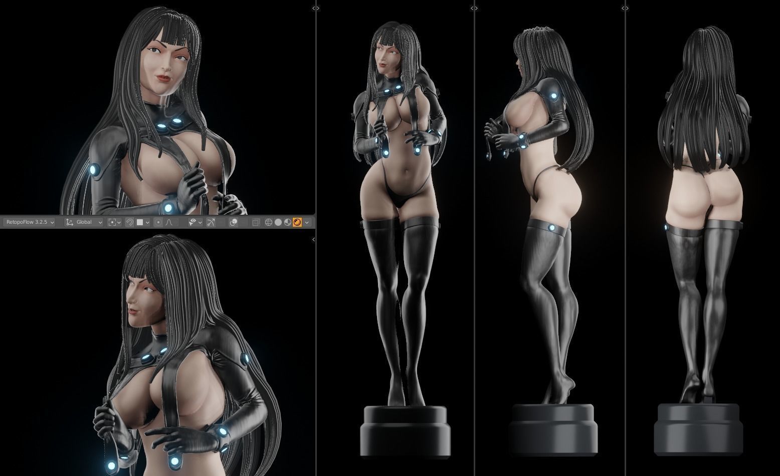Reika Shimohira GANTZ 1to10 scale statue - STL 3d printable file 3D print model_4