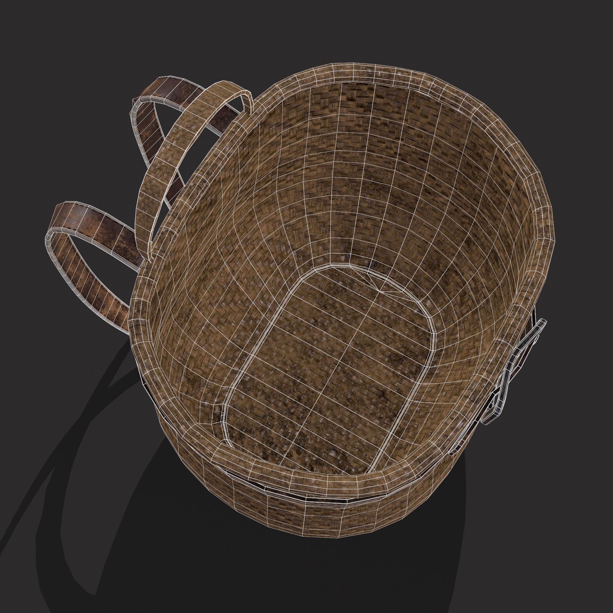 Woven Backpack Basket Low-poly 3D model_6