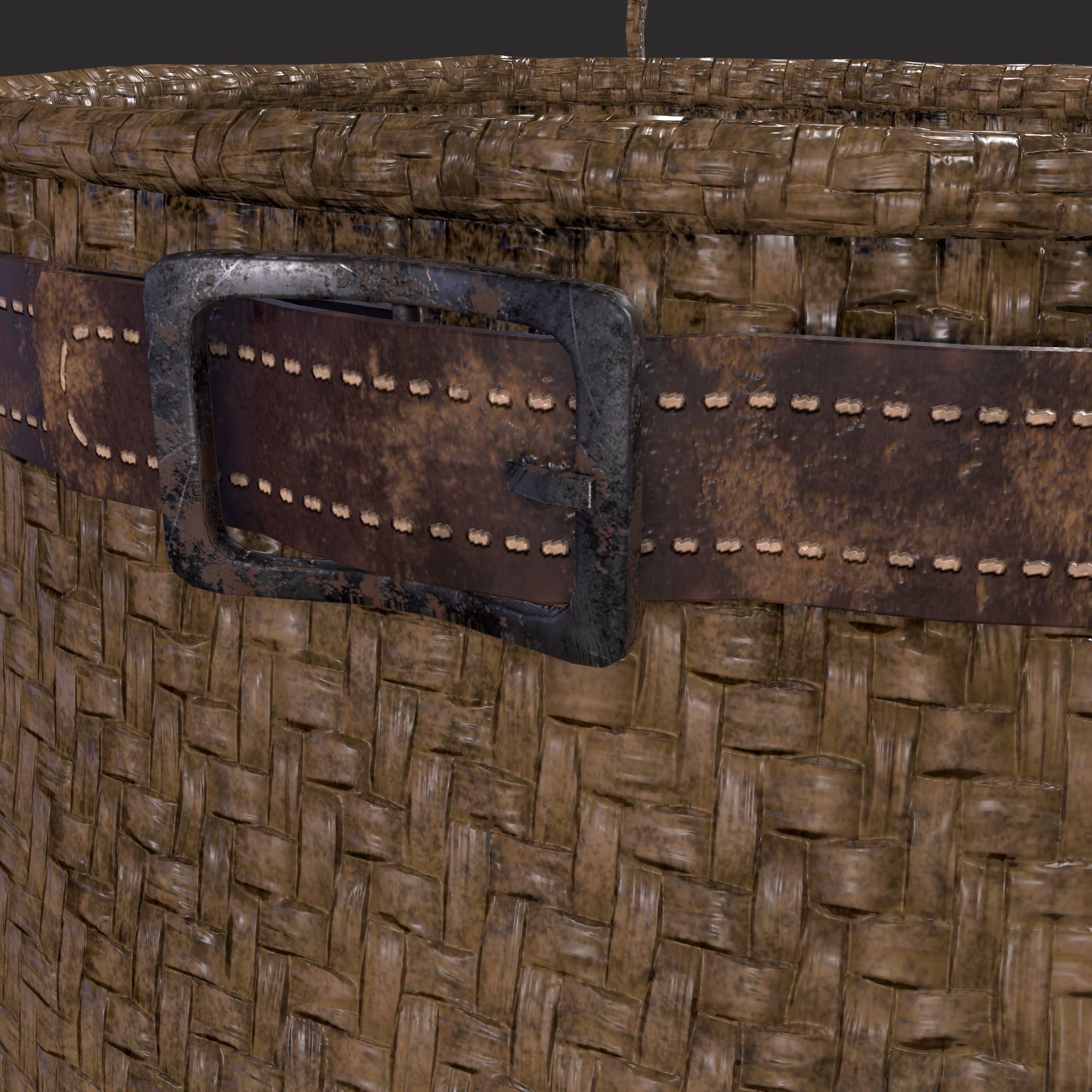 Woven Backpack Basket Low-poly 3D model_13