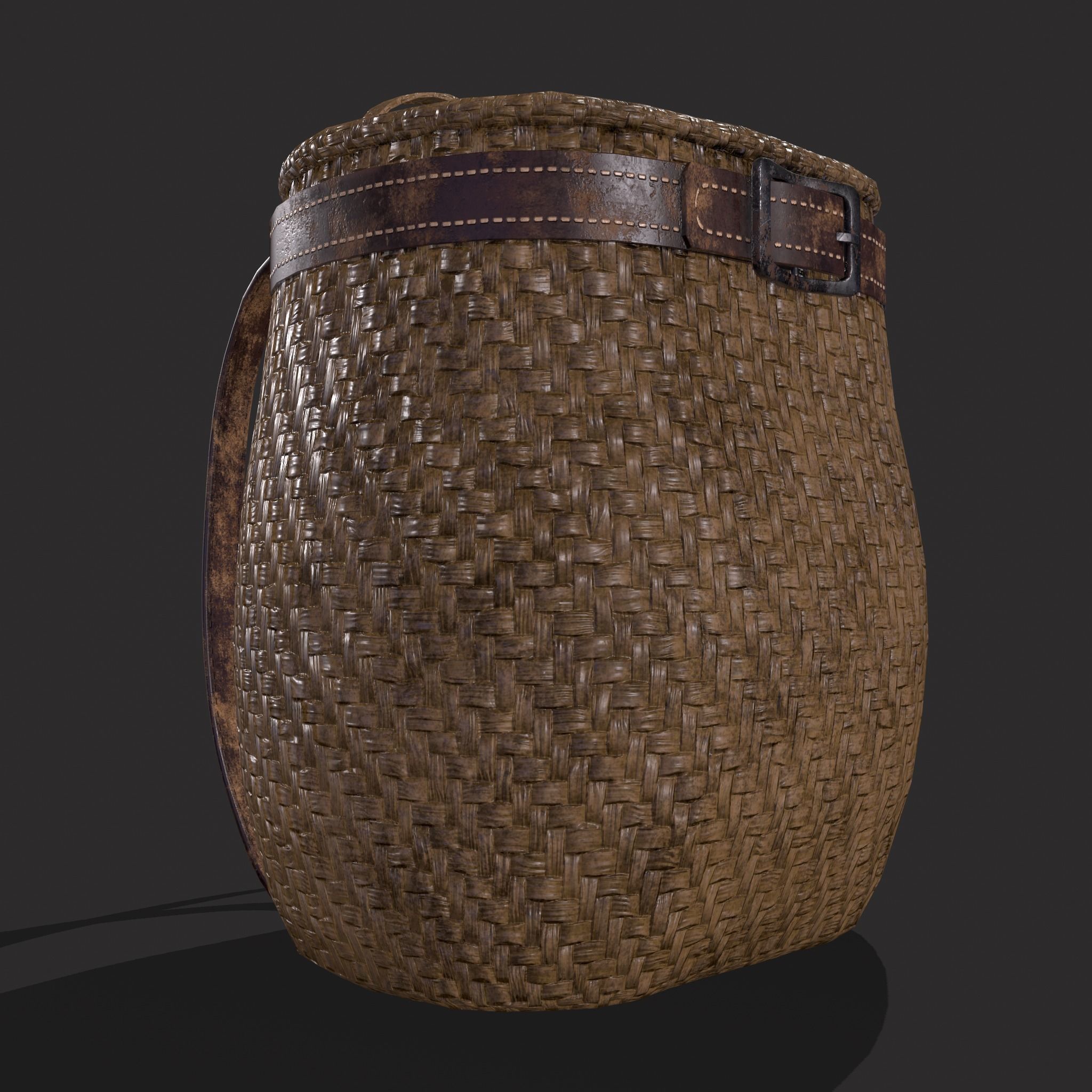 Woven Backpack Basket Low-poly 3D model_19