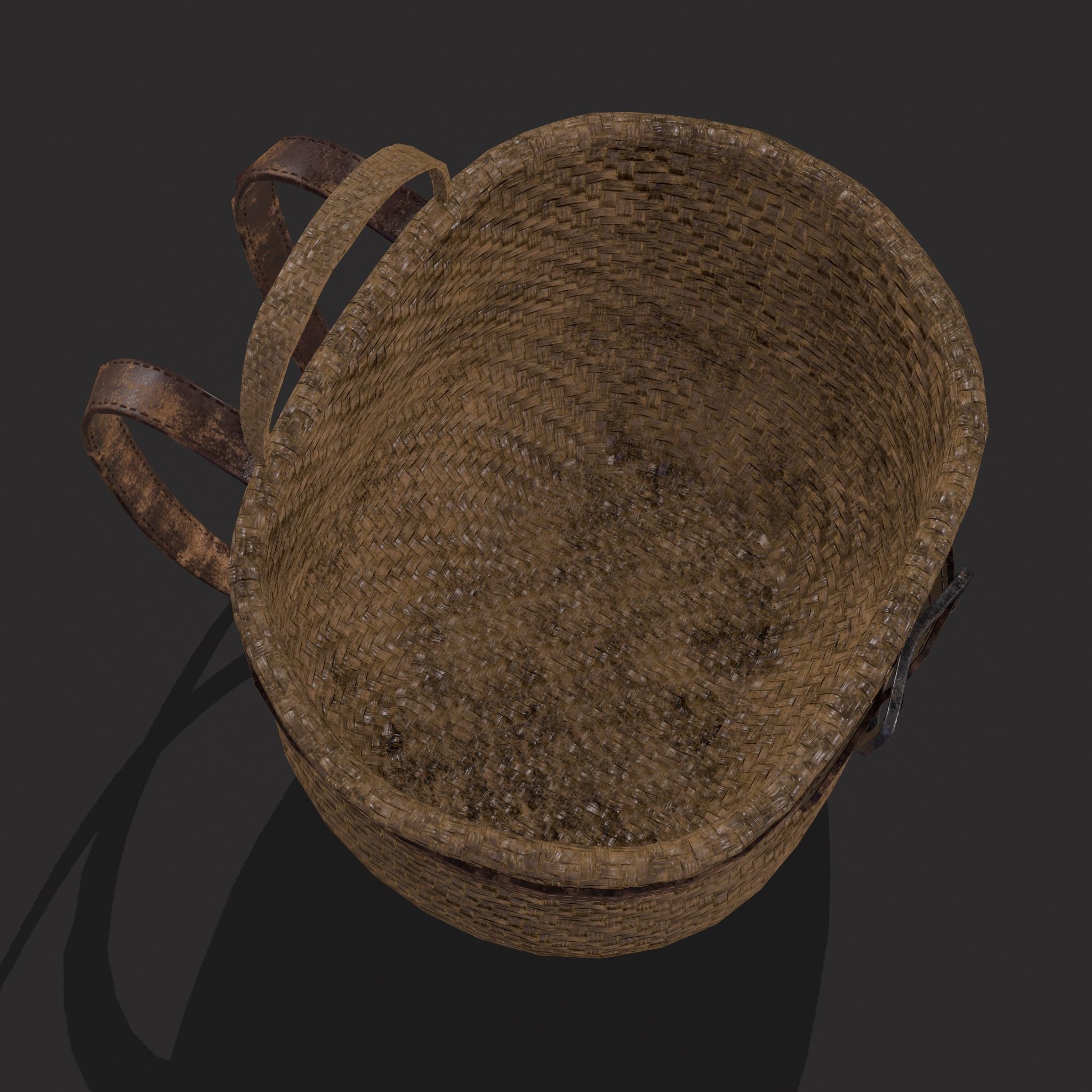 Woven Backpack Basket Low-poly 3D model_5