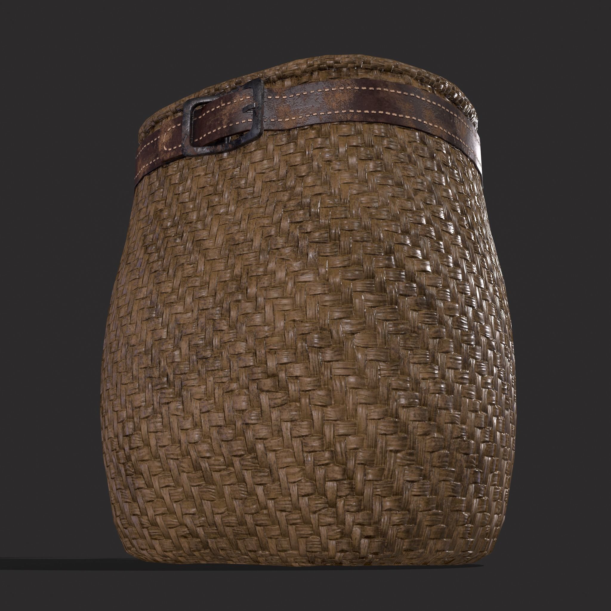 Woven Backpack Basket Low-poly 3D model_15