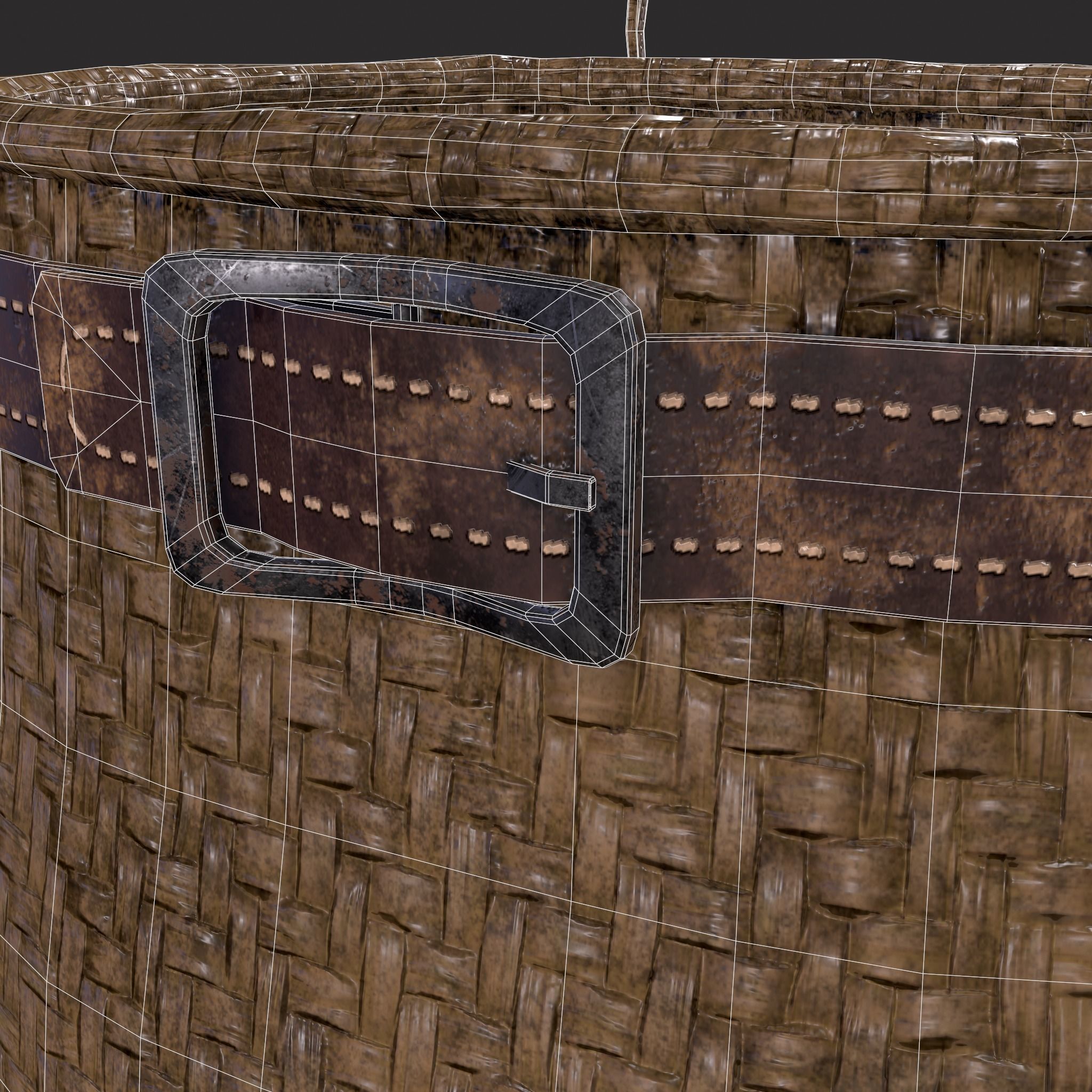 Woven Backpack Basket Low-poly 3D model_14