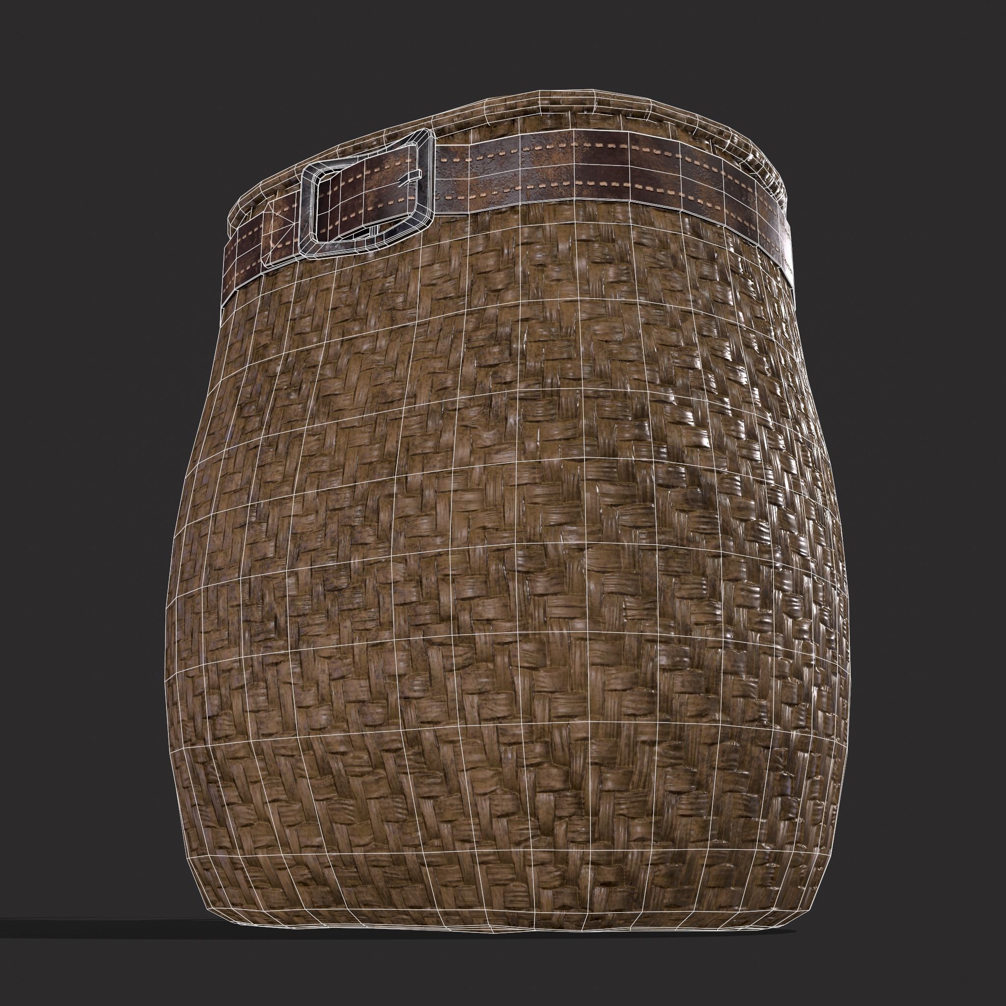 Woven Backpack Basket Low-poly 3D model_16