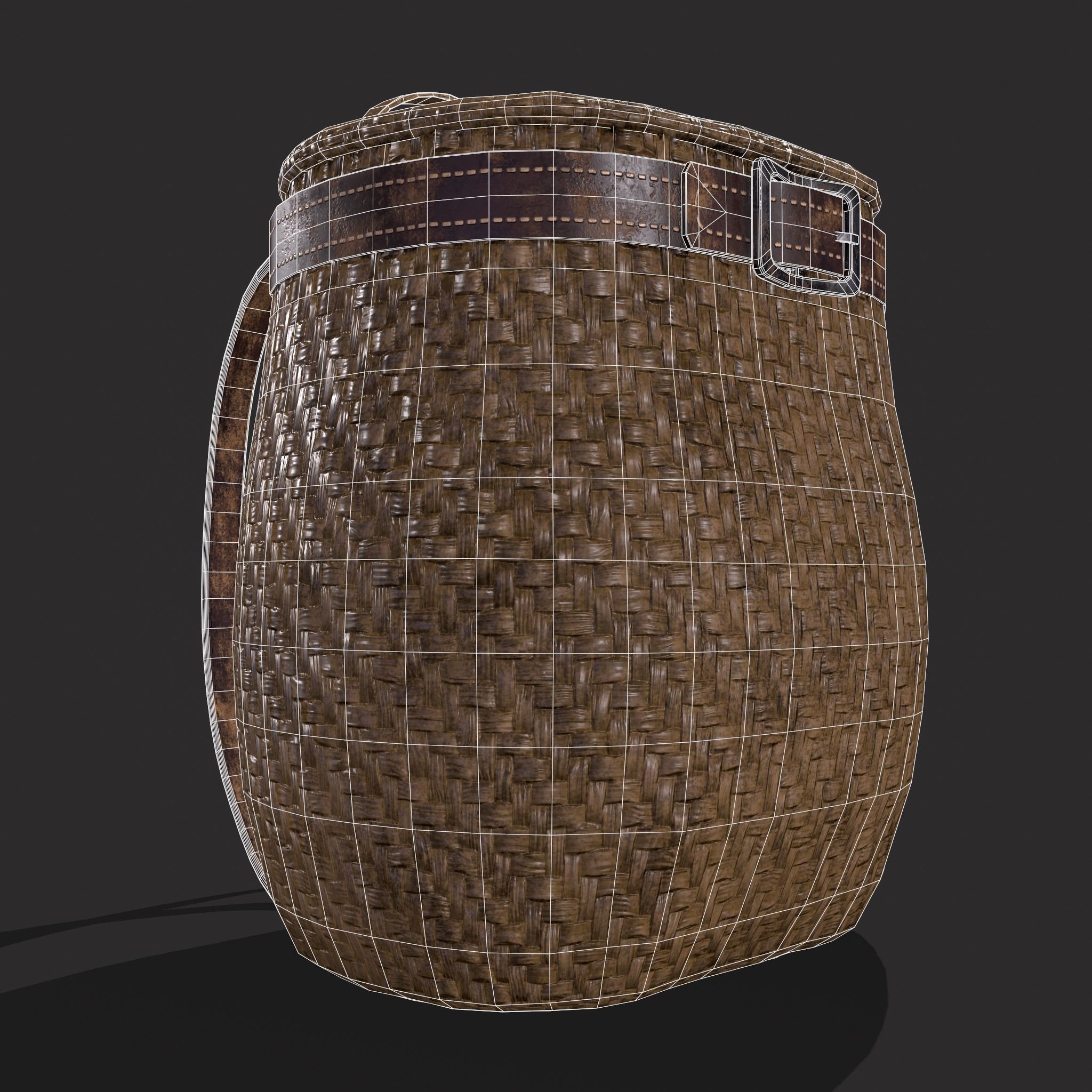 Woven Backpack Basket Low-poly 3D model_20