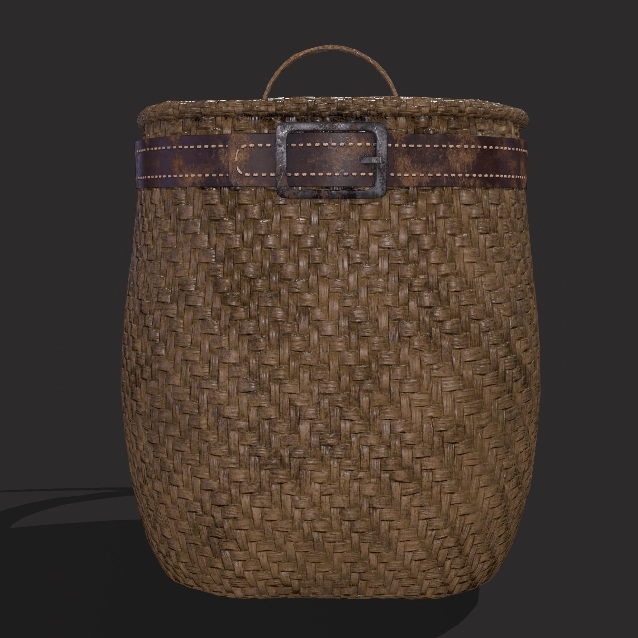 Woven Backpack Basket Low-poly 3D model_11