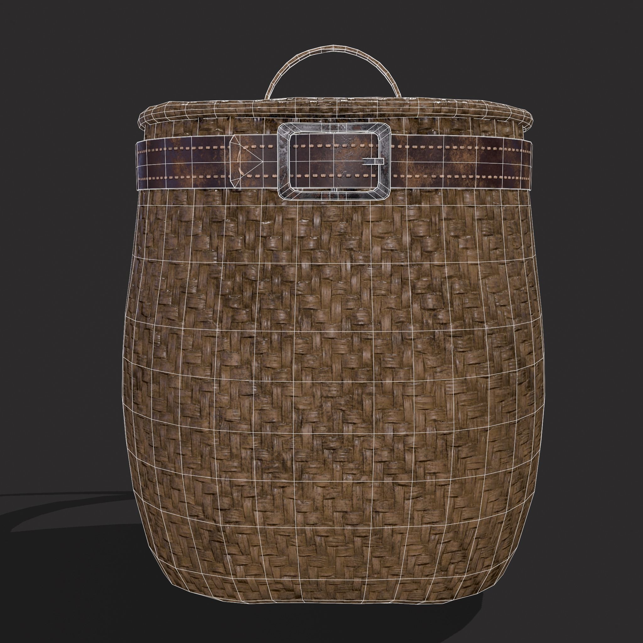 Woven Backpack Basket Low-poly 3D model_12