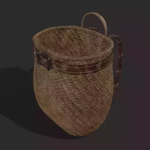 Woven Backpack Basket Low-poly 3D model