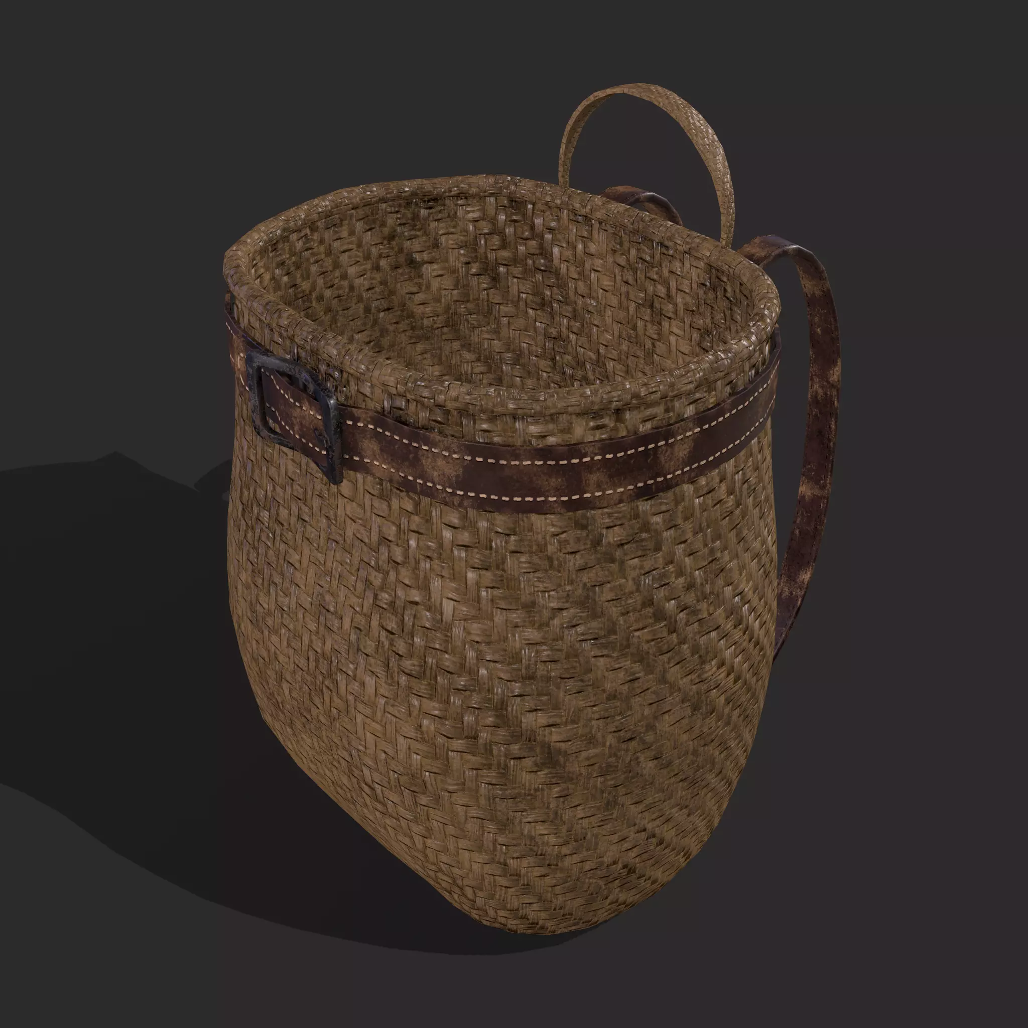 Woven Backpack Basket Low-poly 3D model_0