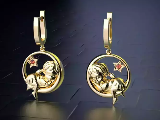 Earrings Girl on the moon