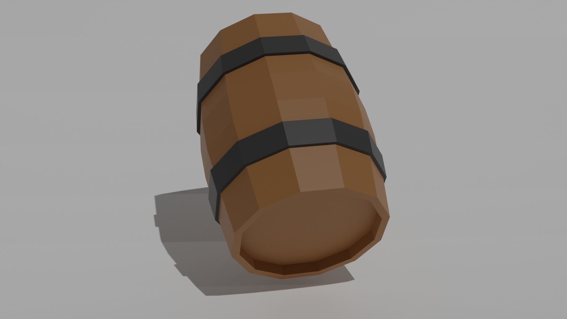 Low poly wooden Barrel Low-poly 3D model_1