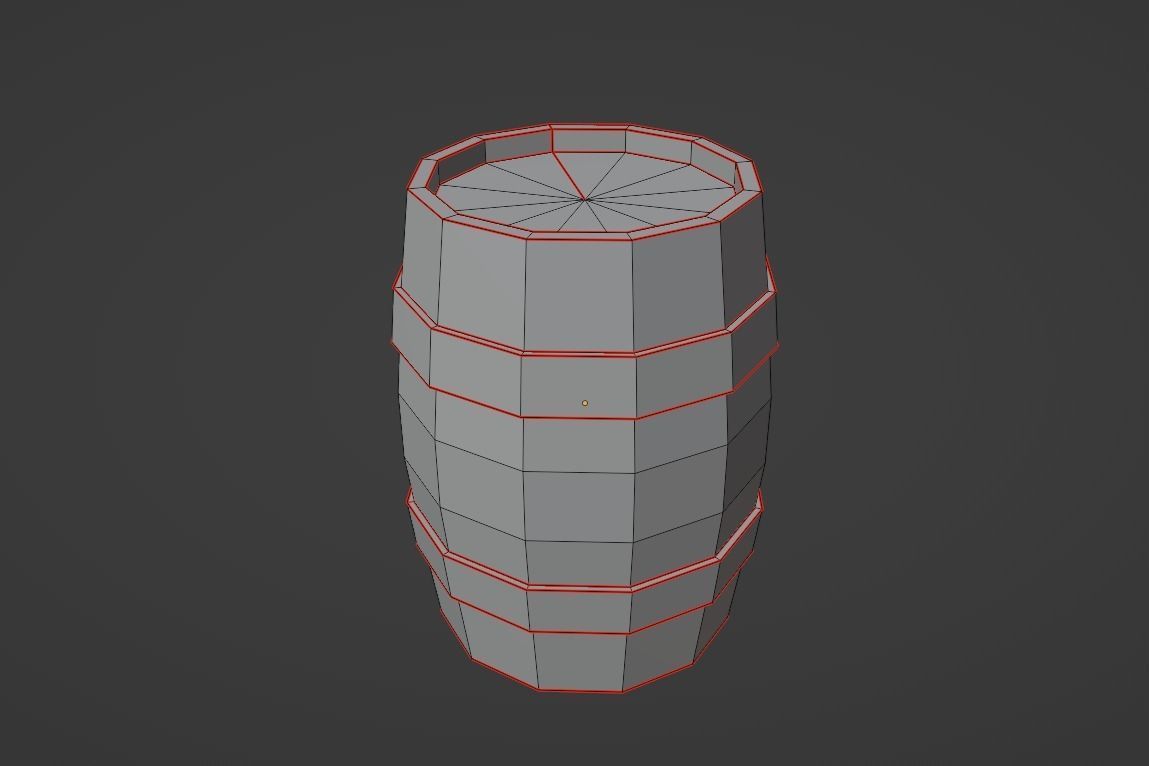 Low poly wooden Barrel Low-poly 3D model_5