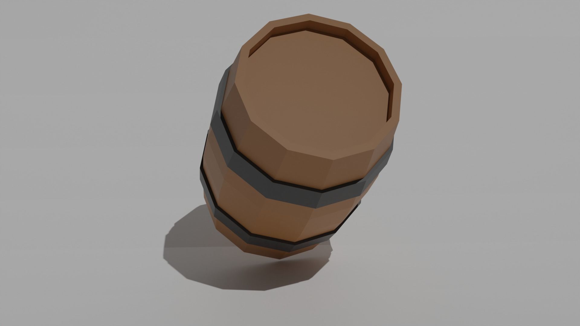 Low poly wooden Barrel Low-poly 3D model_3