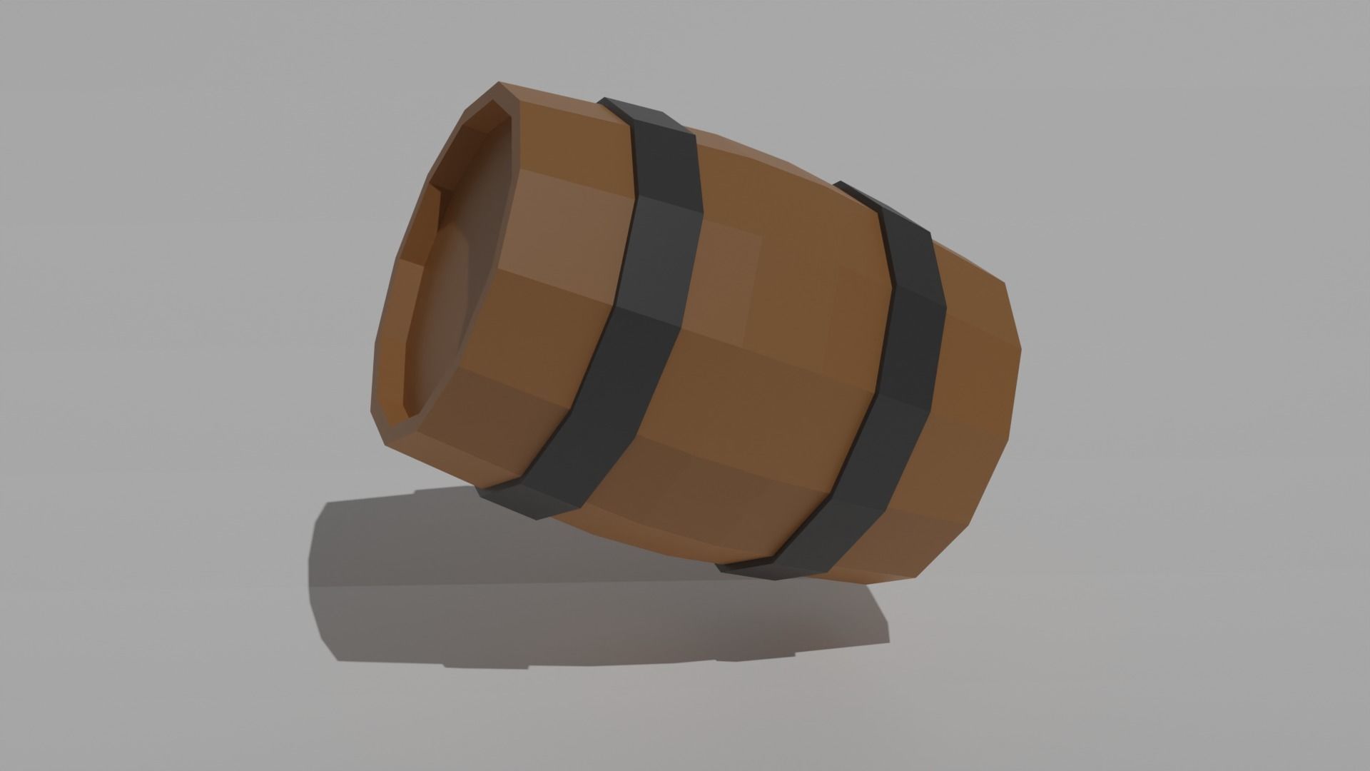 Low poly wooden Barrel Low-poly 3D model_2