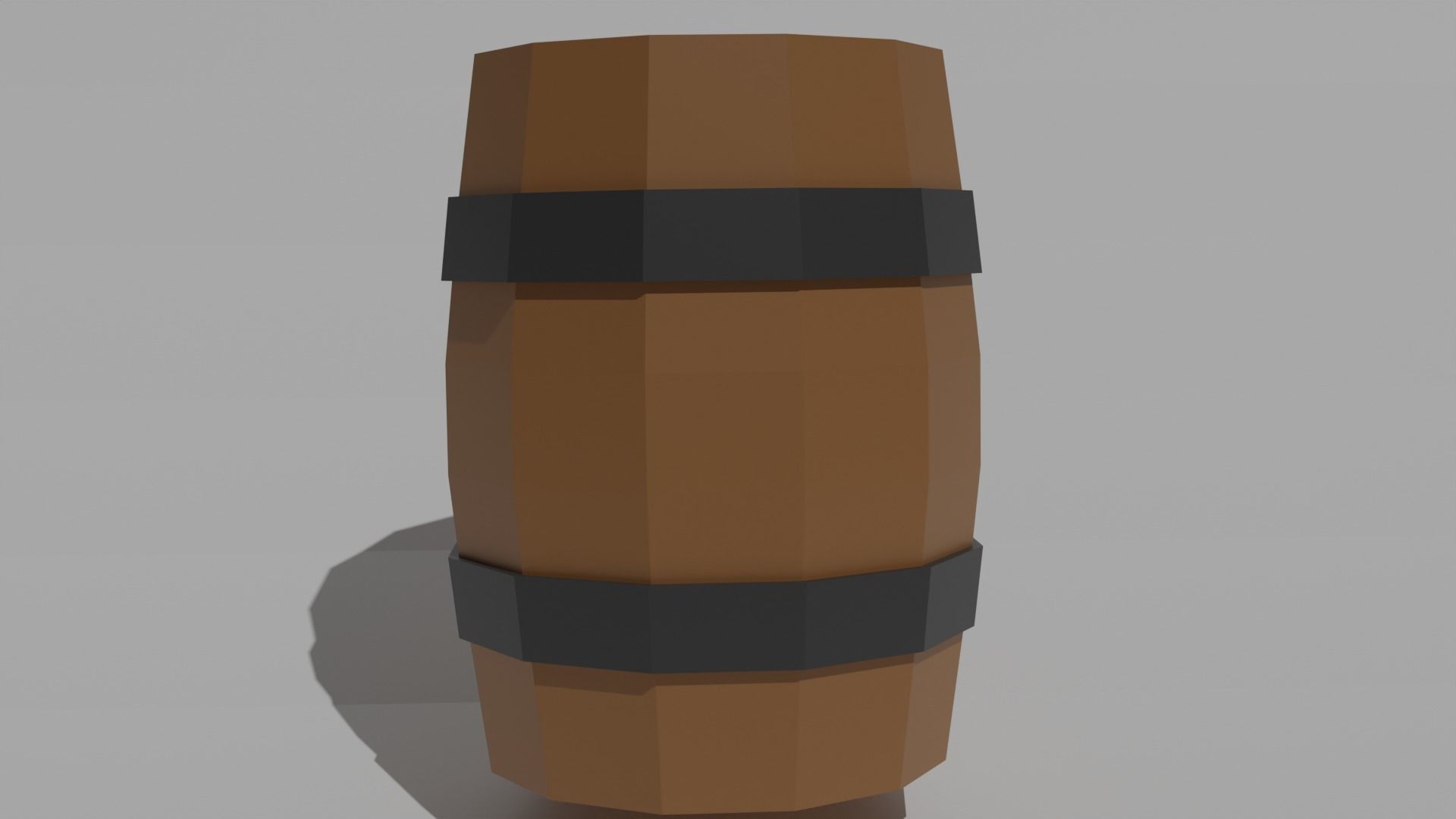 Low poly wooden Barrel Low-poly 3D model_4