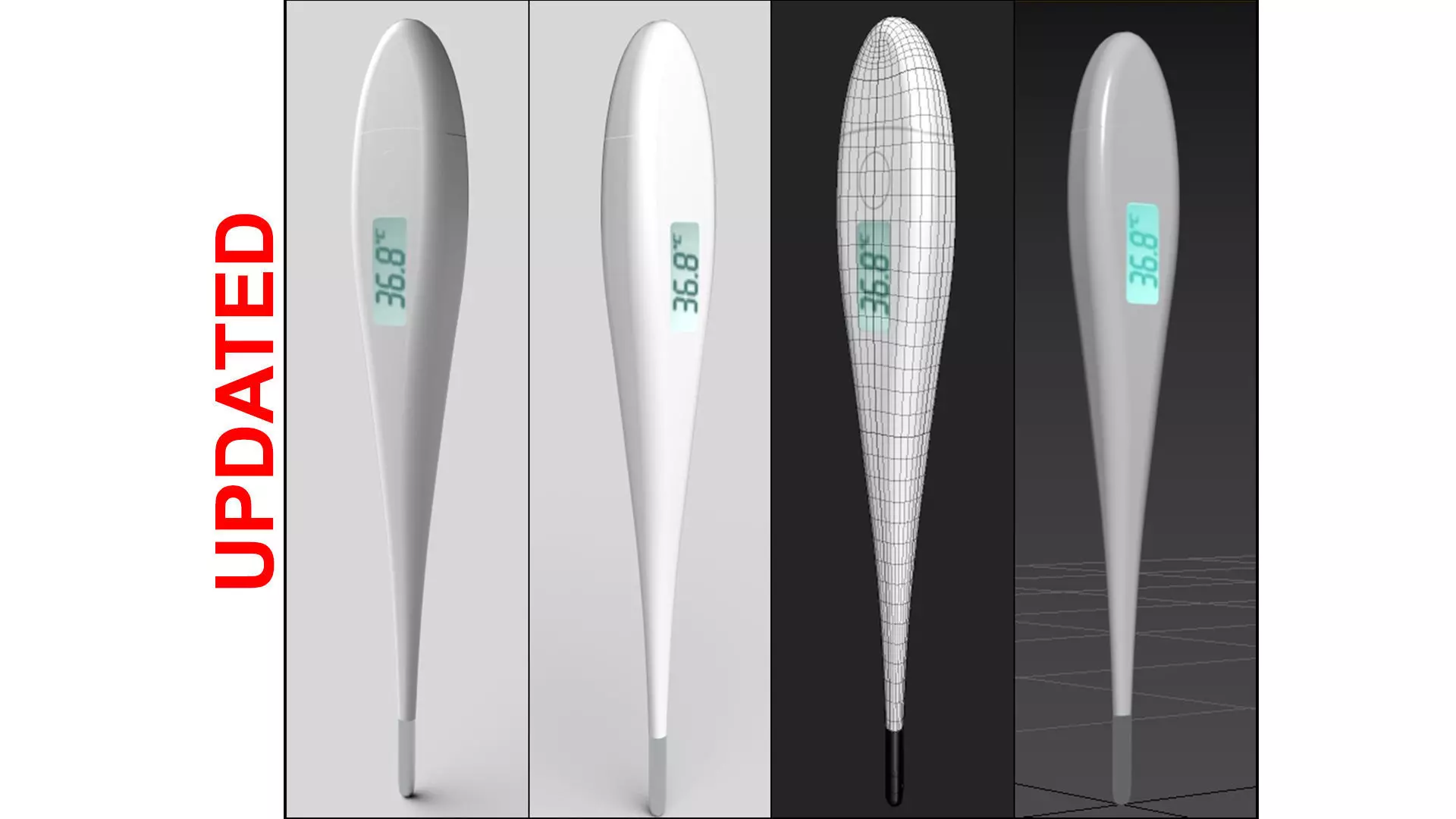 Digital Thermometer M4 Low-poly 3D model_0