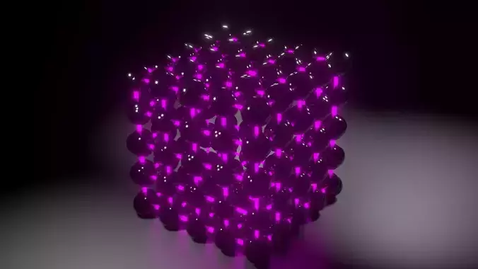 3d render animation of cube with glassy elements