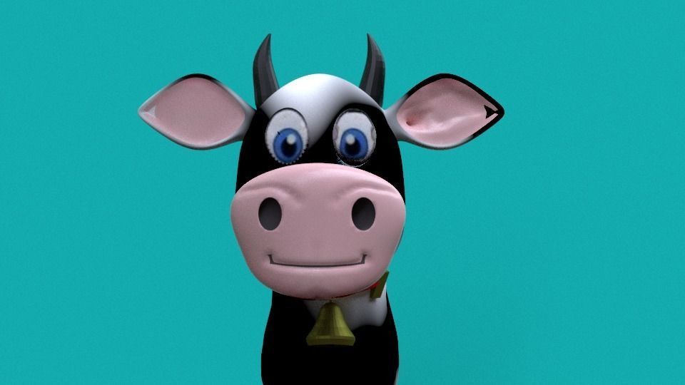 cartoon cow Free 3D model_2