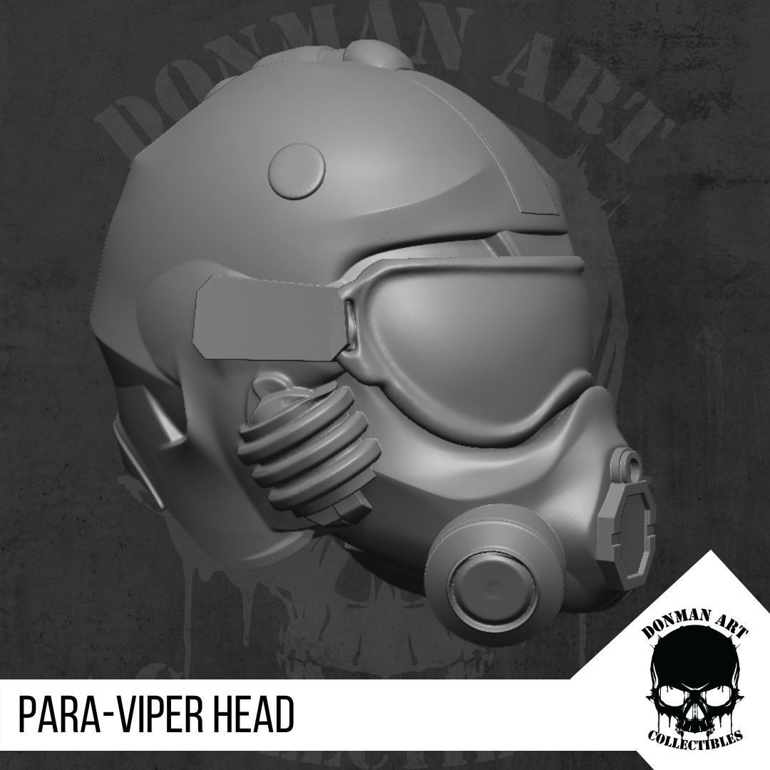 Para Viper Head for action figures 3D print model_7