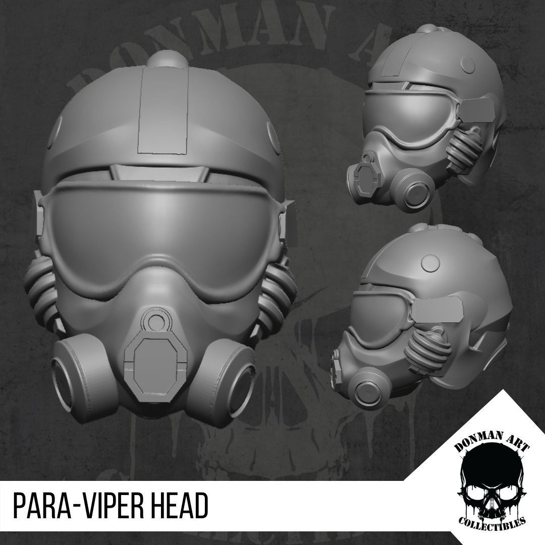 Para Viper Head for action figures 3D print model_10