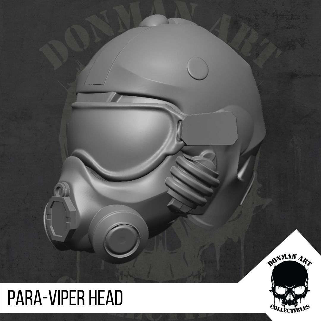Para Viper Head for action figures 3D print model_4