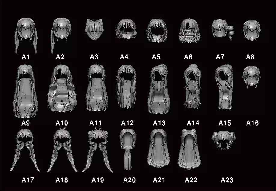 Various hairstyles Low-poly 3D model