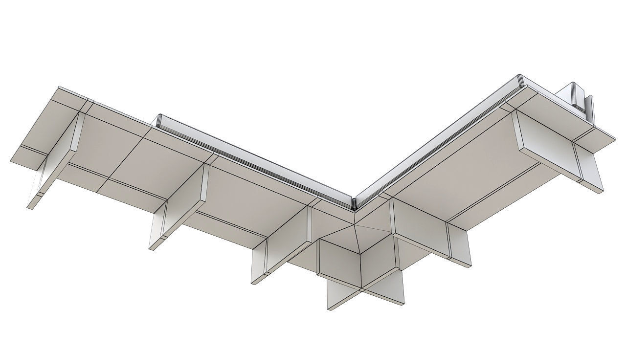 wooden sofa with table 3D model_12