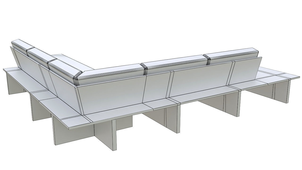 wooden sofa with table 3D model_10
