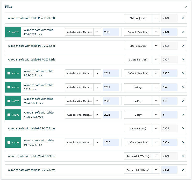 wooden sofa with table 3D model_18