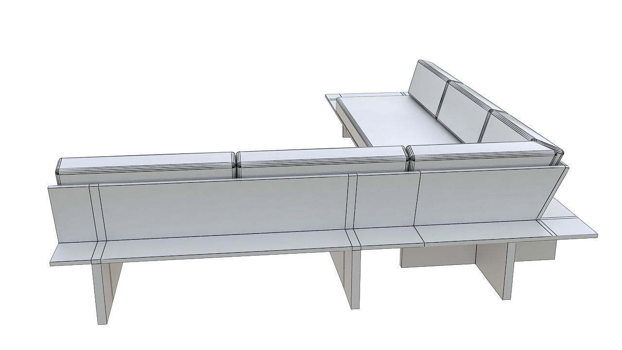 wooden sofa with table 3D model_11