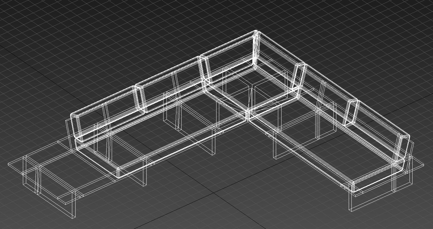 wooden sofa with table 3D model_13