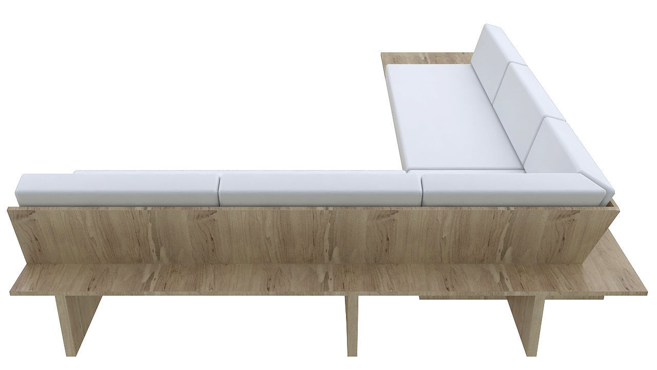 wooden sofa with table 3D model_6