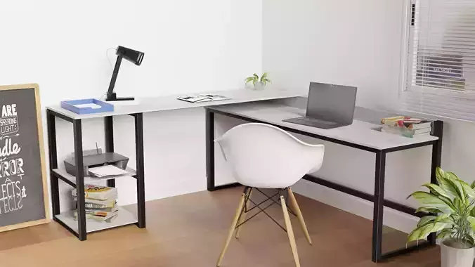 L Shaped Wooden Modern Desk