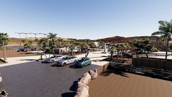 desert landscape road of life garden  3D model 2