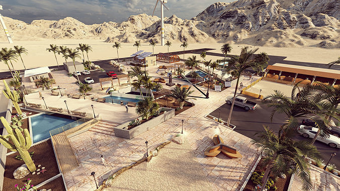 desert landscape road of life garden  3D model