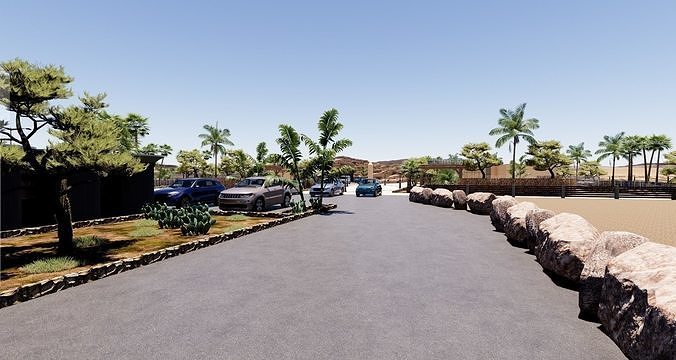 desert landscape road of life garden  3D model 4