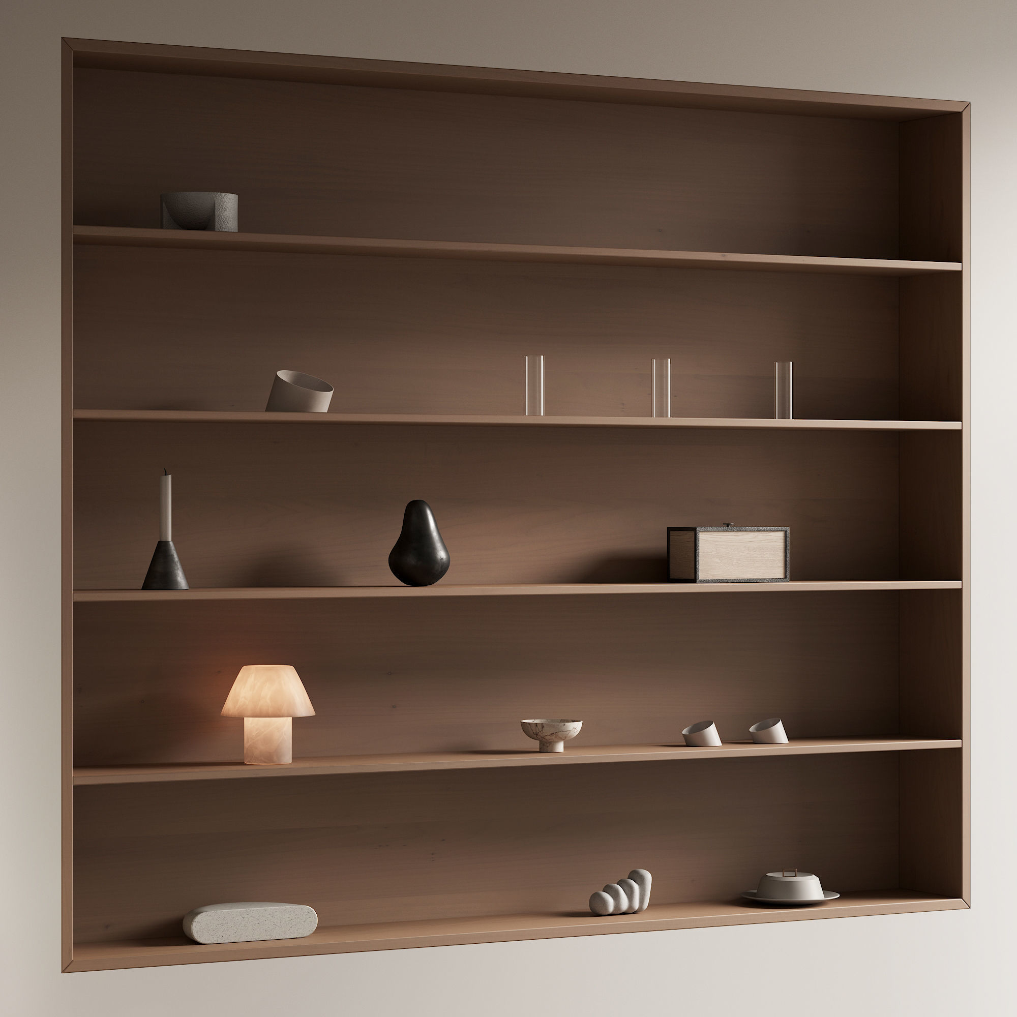 094 built in wall rack shelves 01 wood and minimal 00 3D model_9