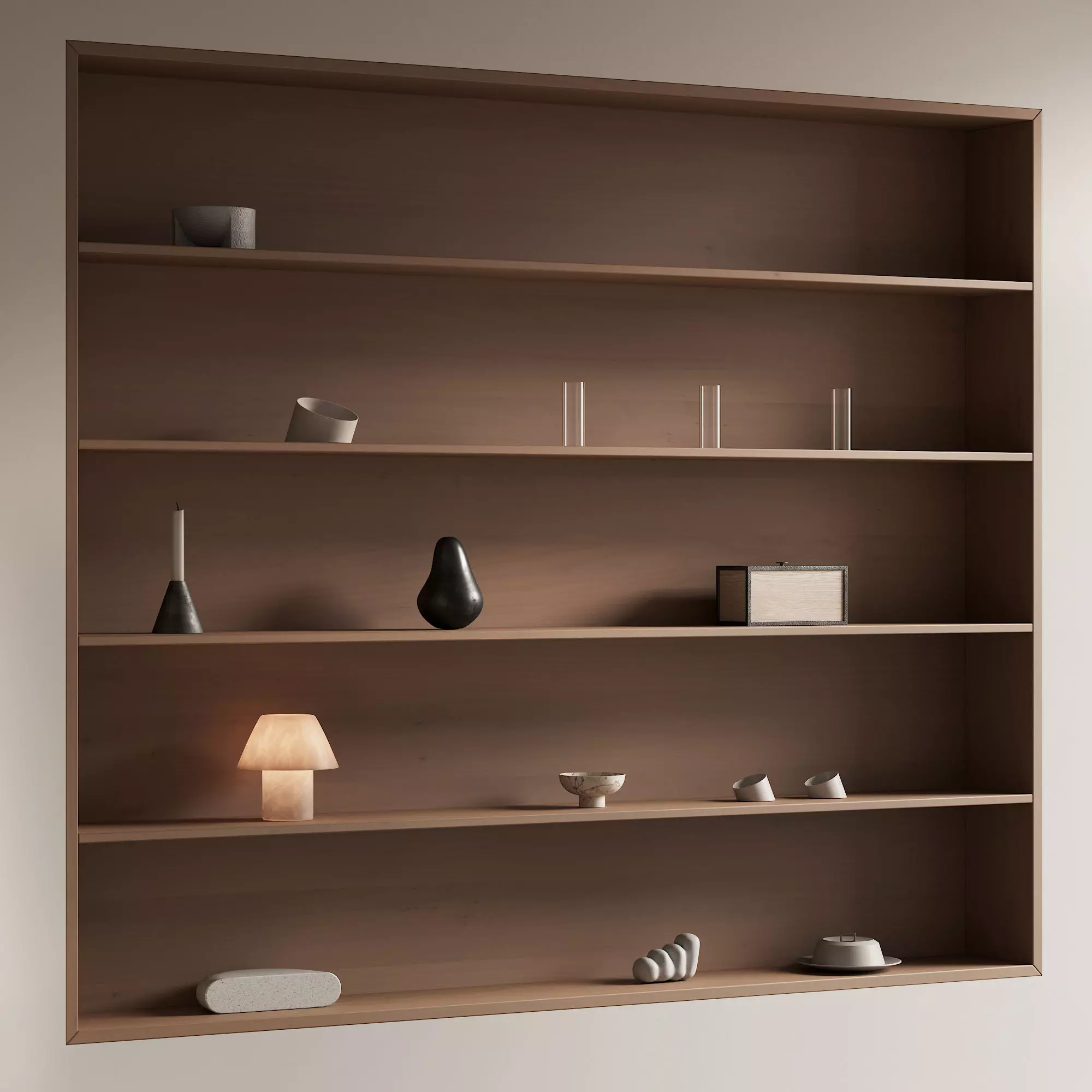 094 built in wall rack shelves 01 wood and minimal 00 3D model_0