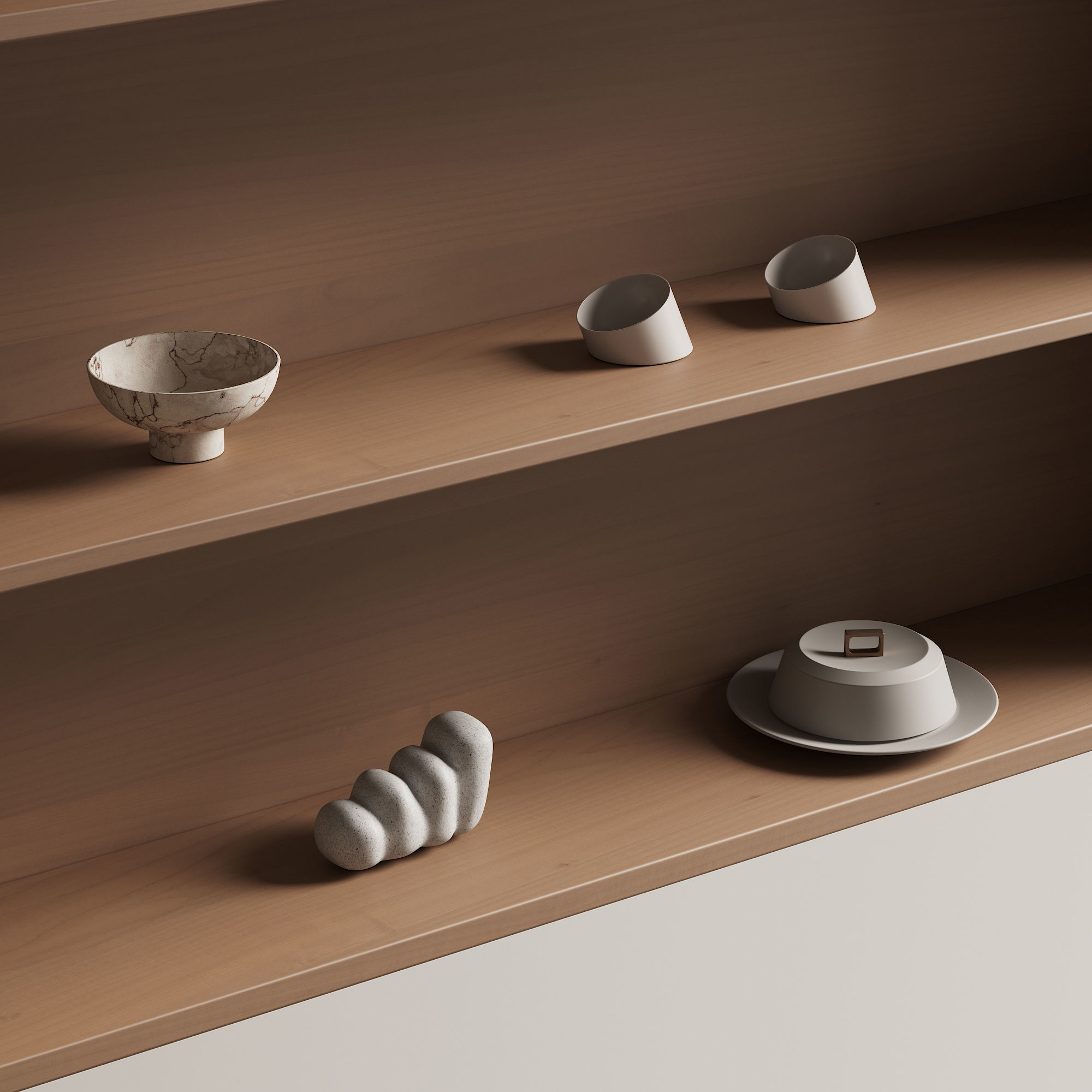 094 built in wall rack shelves 01 wood and minimal 00 3D model_2