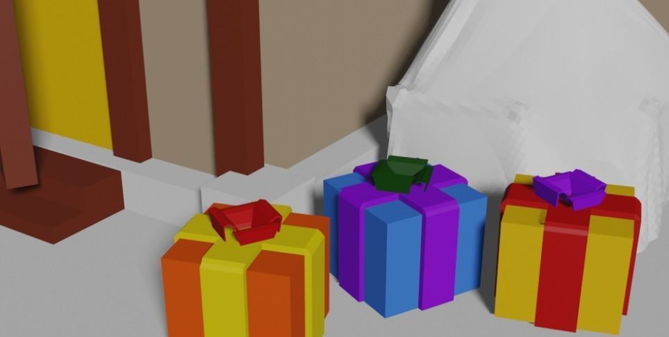 Stylized Animation Congratulation Happy New Year Low-poly Low-poly 3D model_2