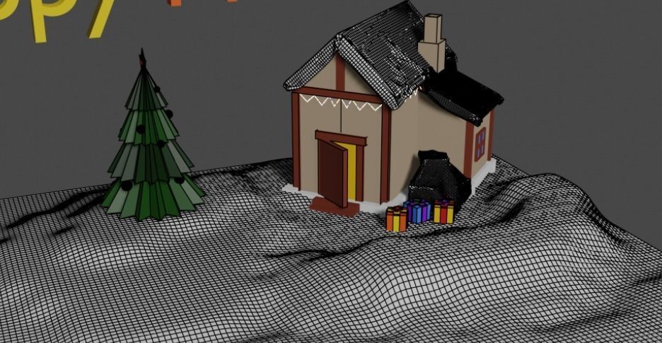 Stylized Animation Congratulation Happy New Year Low-poly Low-poly 3D model_6