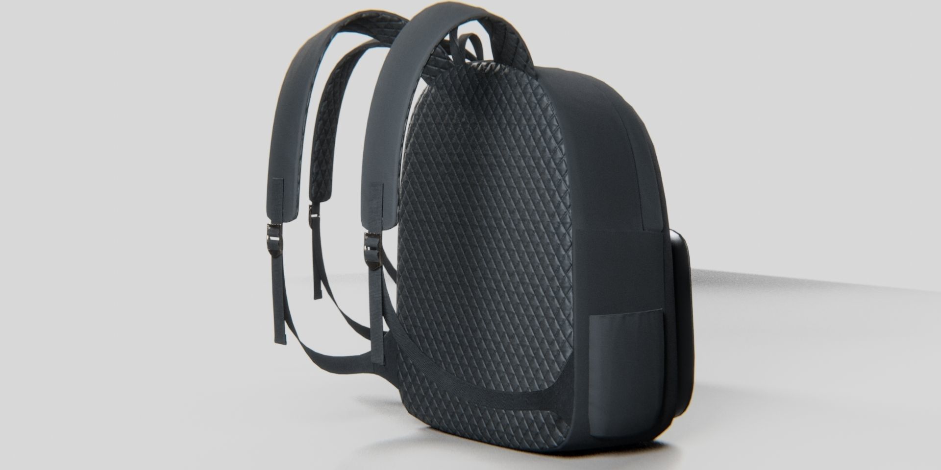 Black Urban fabric Backpack Low-poly 3D model_4